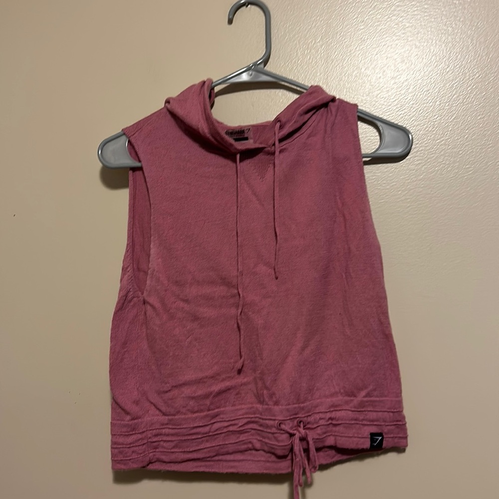 Gymshark- Pink Cropped Hoodie- Size Medium
